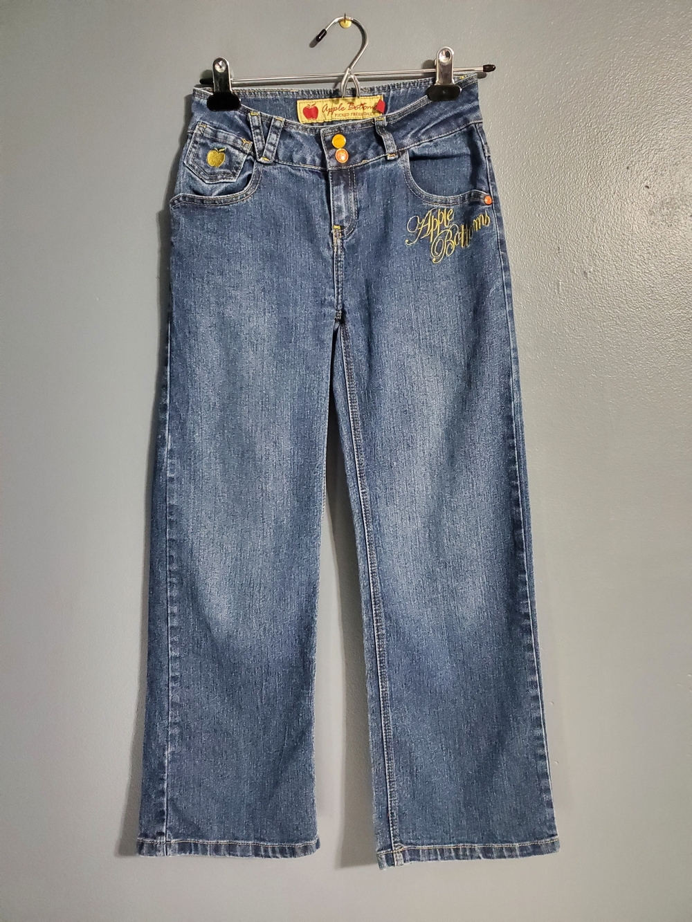 Apple Bottoms Medium Blue Wide-Leg Jeans with Gold Accent Girls Size 12